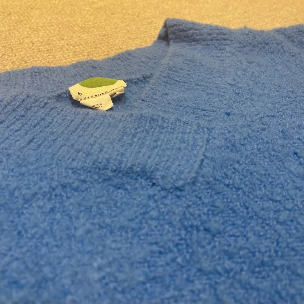 Anthropologie Clayton Chunky Wool V-Neck Sweater (XS) - Blue - Picture 5 of 7